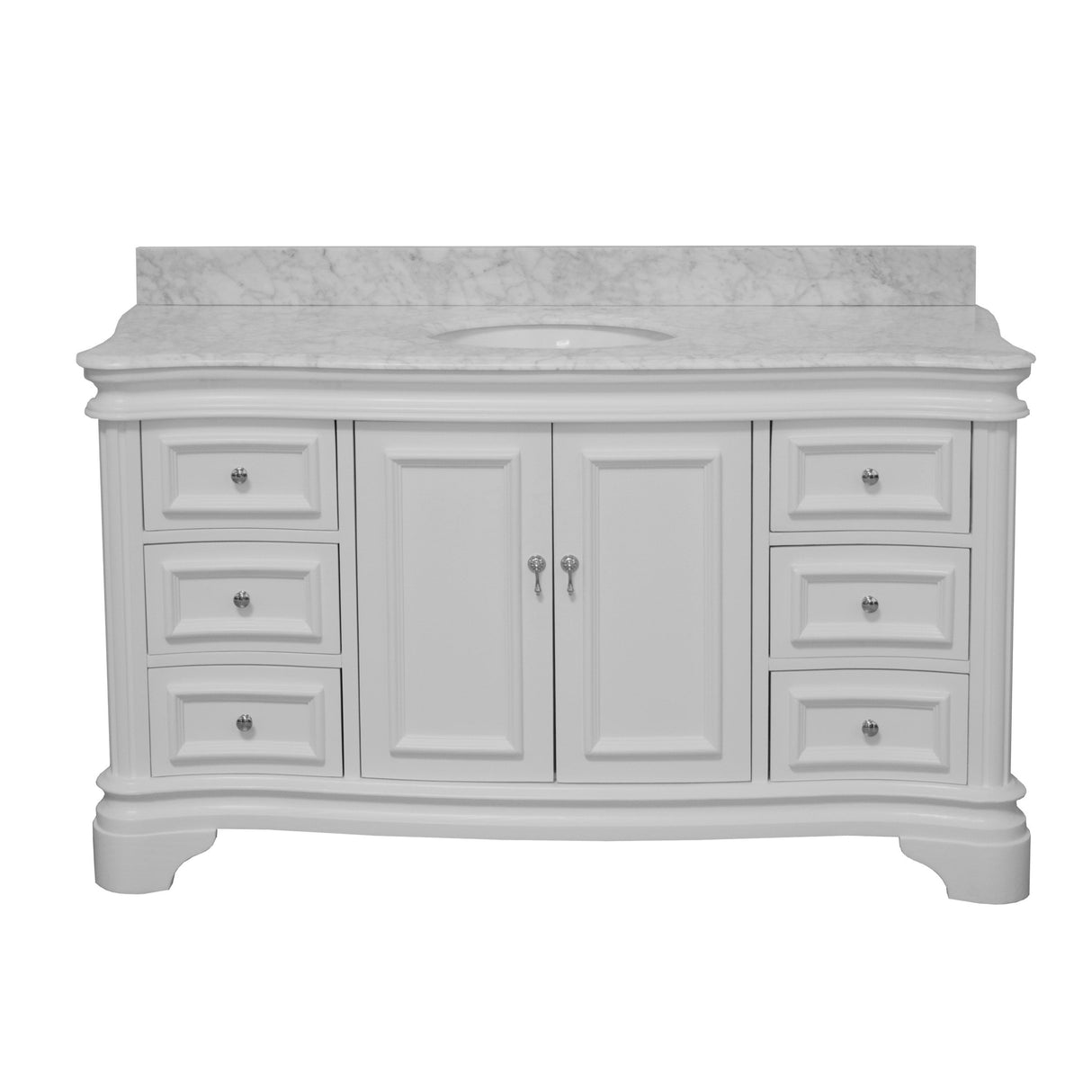 KitchenBathCollection Katherine 60" Single Bathroom Vanity with Carrara Marble Top