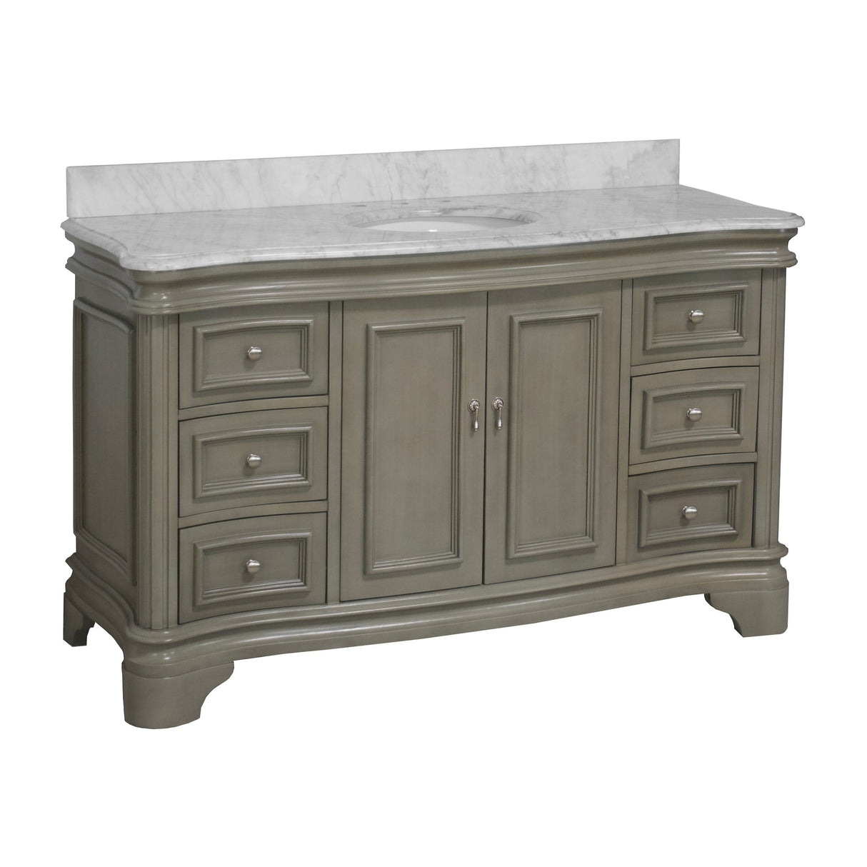 KitchenBathCollection Katherine 60" Single Bathroom Vanity with Carrara Marble Top