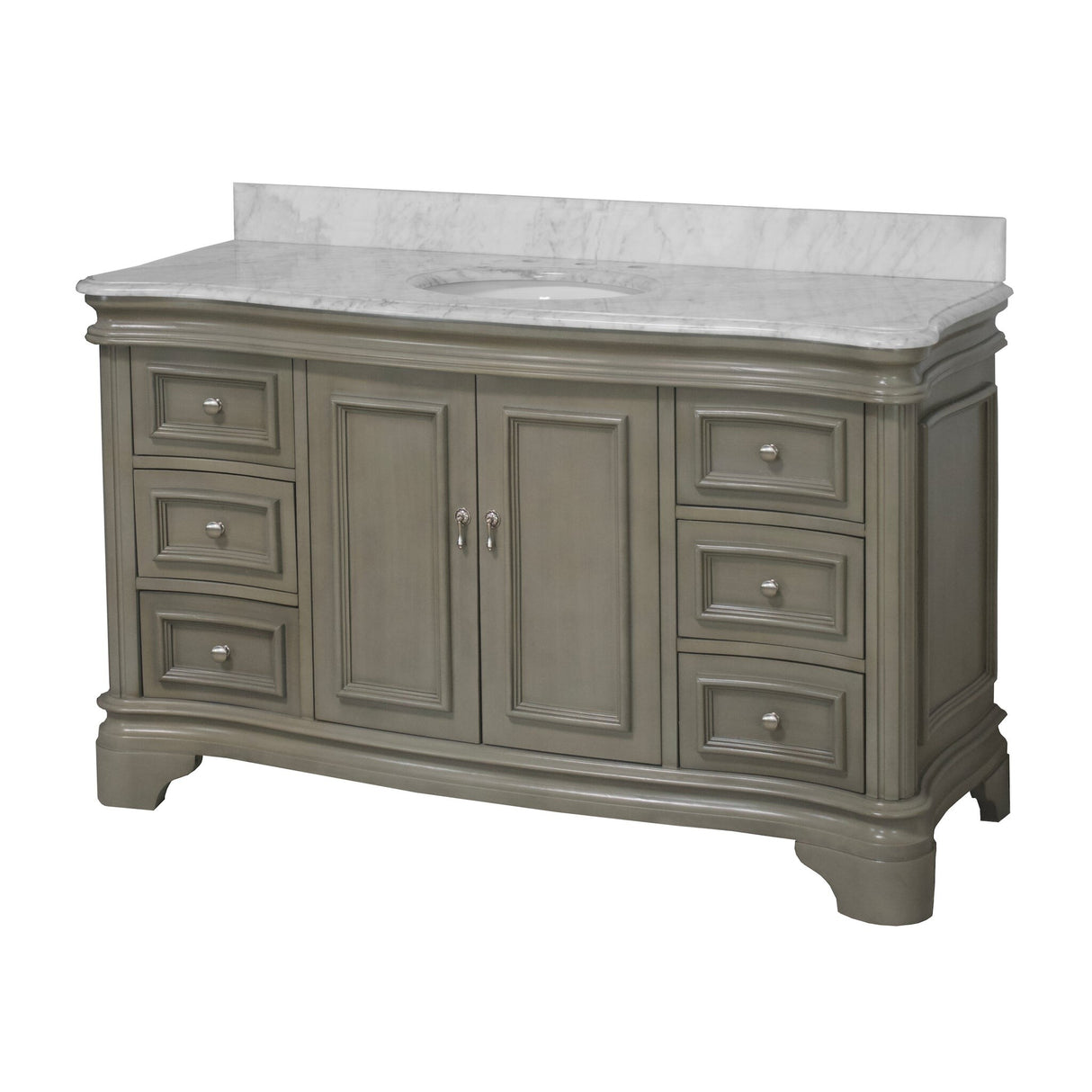 KitchenBathCollection Katherine 60" Single Bathroom Vanity with Carrara Marble Top