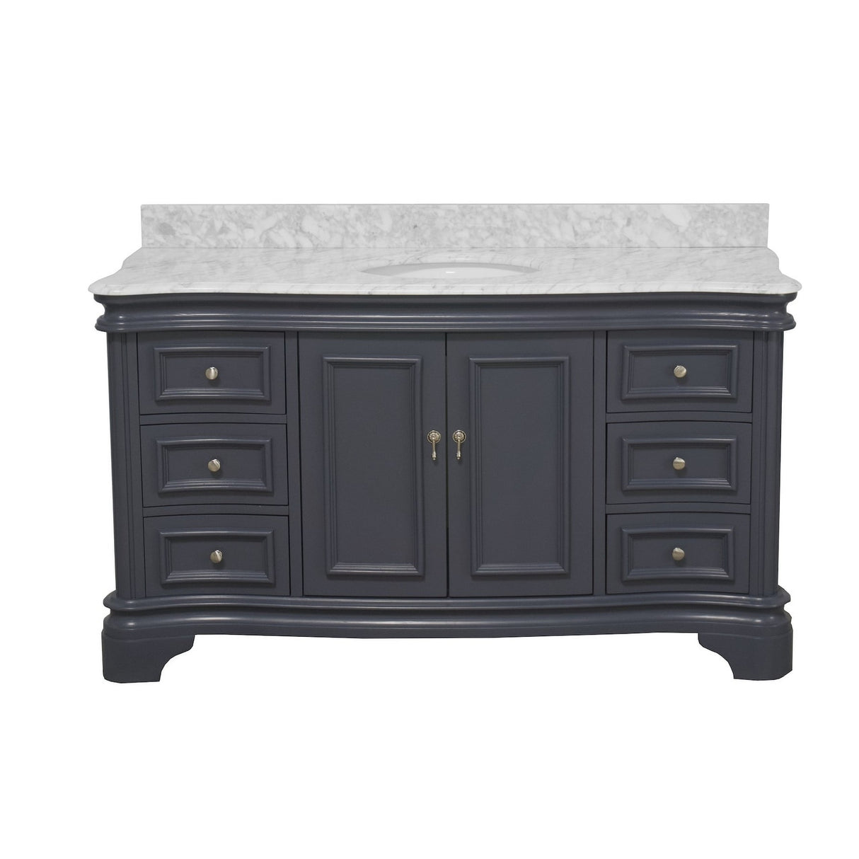 KitchenBathCollection Katherine 60" Single Bathroom Vanity with Carrara Marble Top