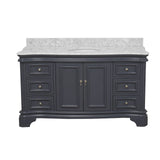 KitchenBathCollection Katherine 60" Single Bathroom Vanity with Carrara Marble Top