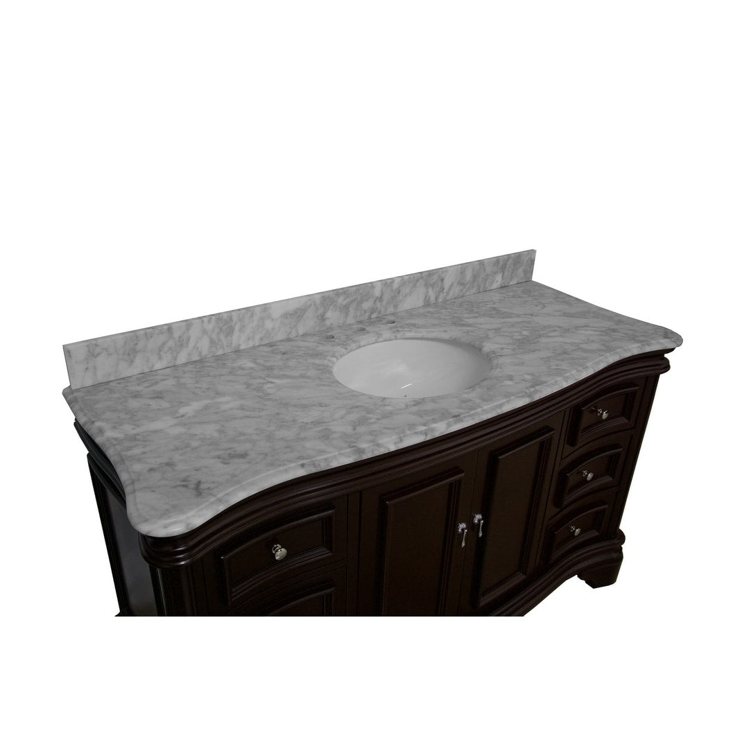KitchenBathCollection Katherine 60" Single Bathroom Vanity with Carrara Marble Top