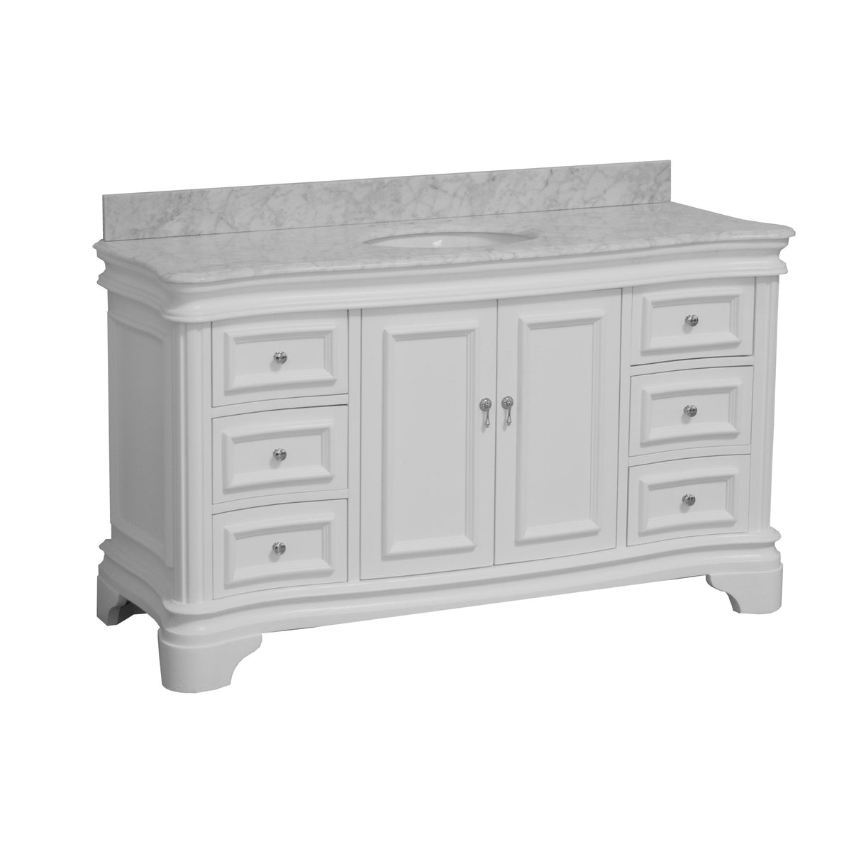 KitchenBathCollection Katherine 60" Single Bathroom Vanity with Carrara Marble Top