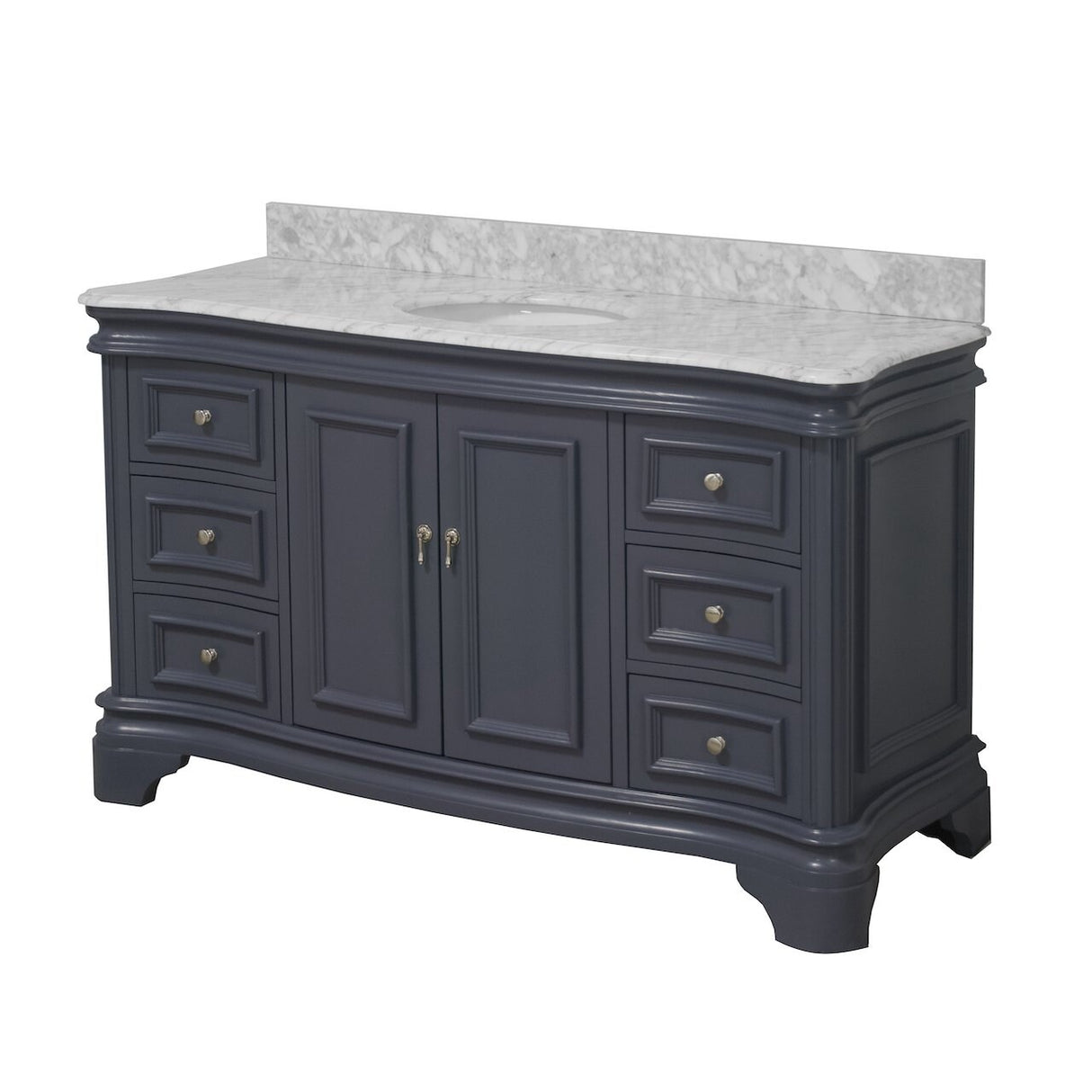 KitchenBathCollection Katherine 60" Single Bathroom Vanity with Carrara Marble Top