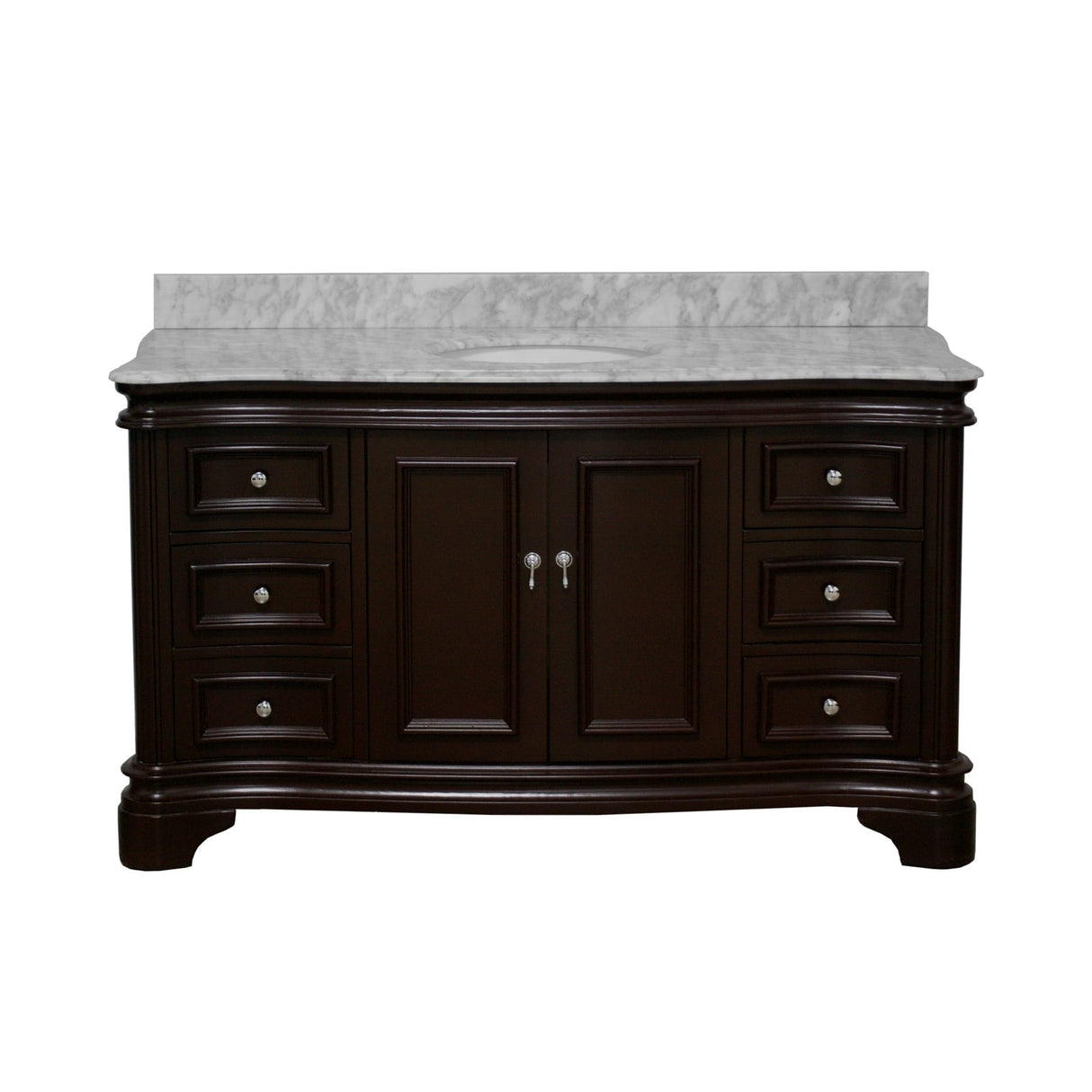 KitchenBathCollection Katherine 60" Single Bathroom Vanity with Carrara Marble Top