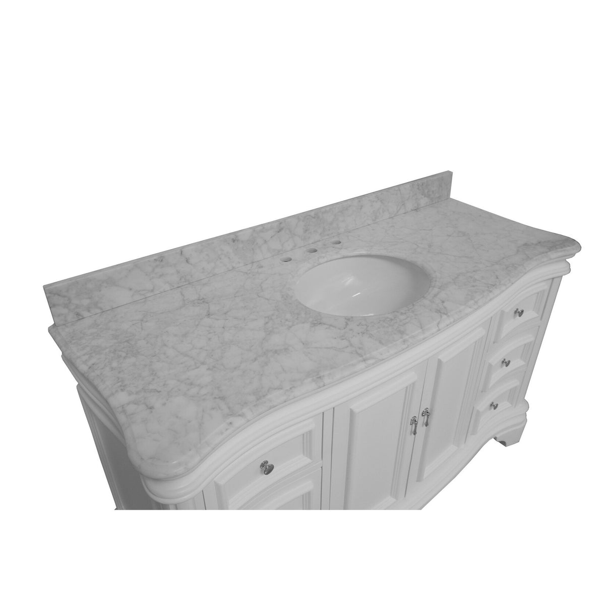 KitchenBathCollection Katherine 60" Single Bathroom Vanity with Carrara Marble Top