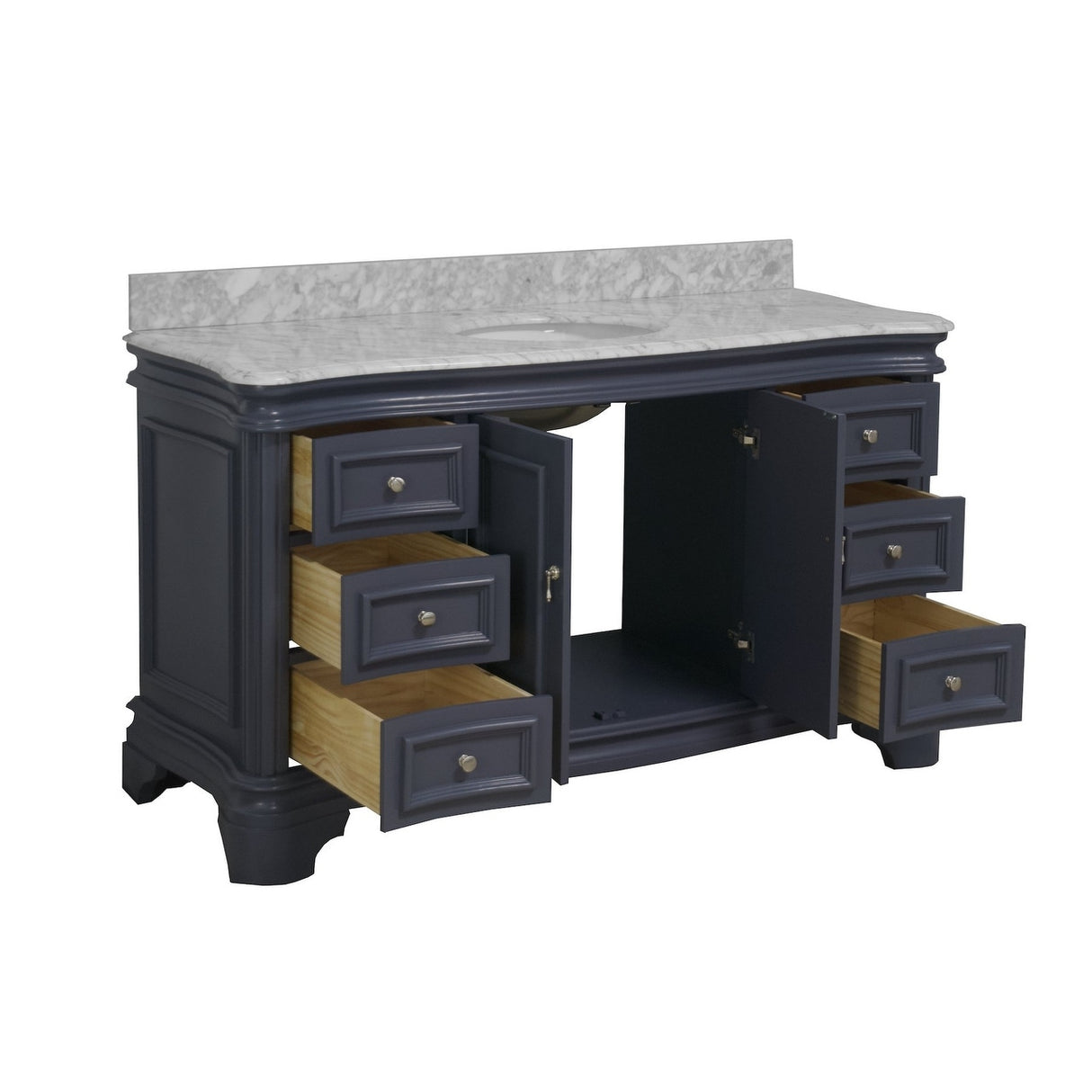 KitchenBathCollection Katherine 60" Single Bathroom Vanity with Carrara Marble Top