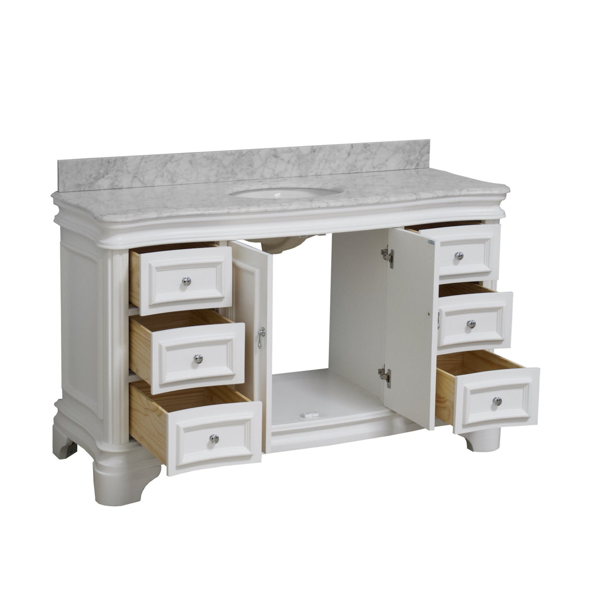 KitchenBathCollection Katherine 60" Single Bathroom Vanity with Carrara Marble Top
