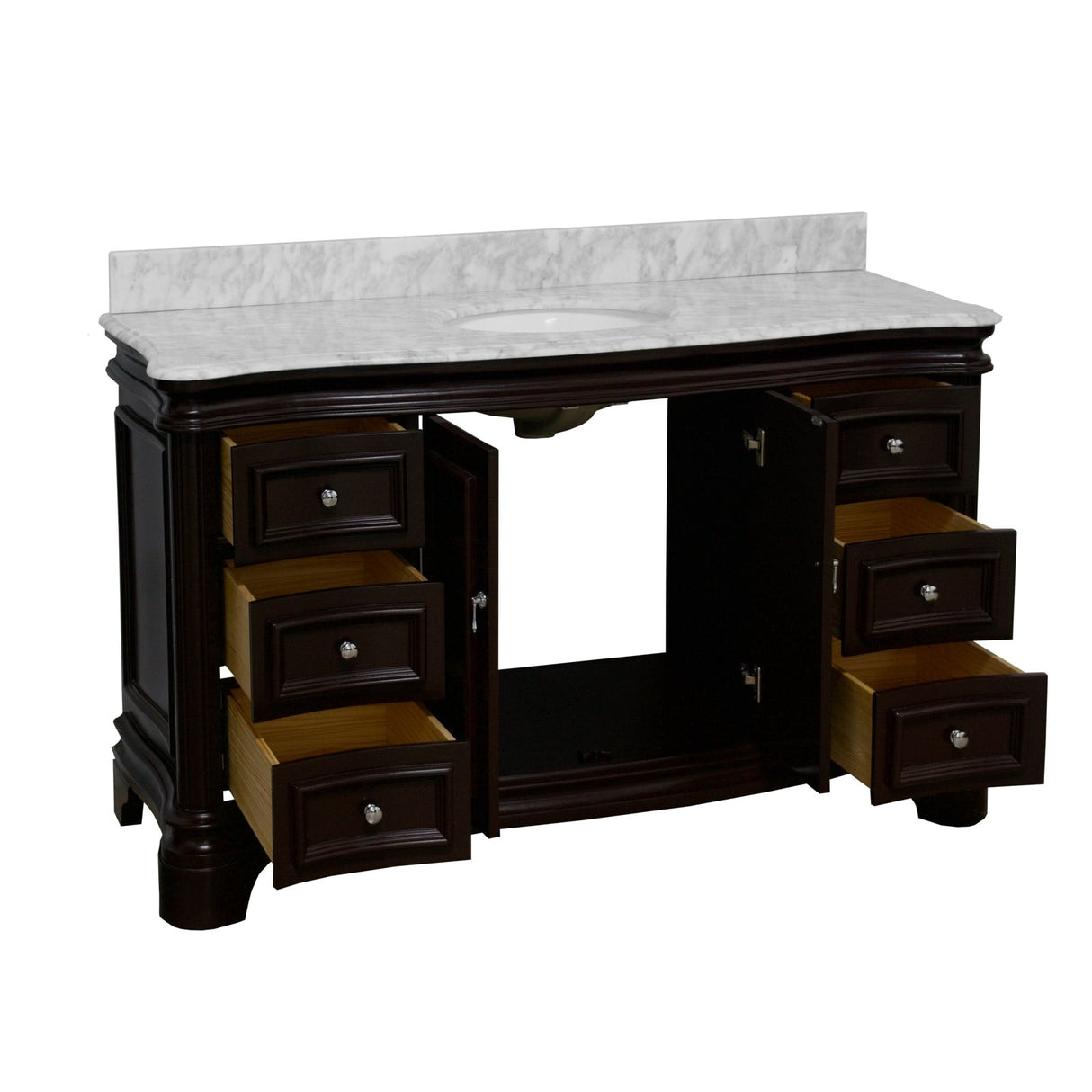 KitchenBathCollection Katherine 60" Single Bathroom Vanity with Carrara Marble Top