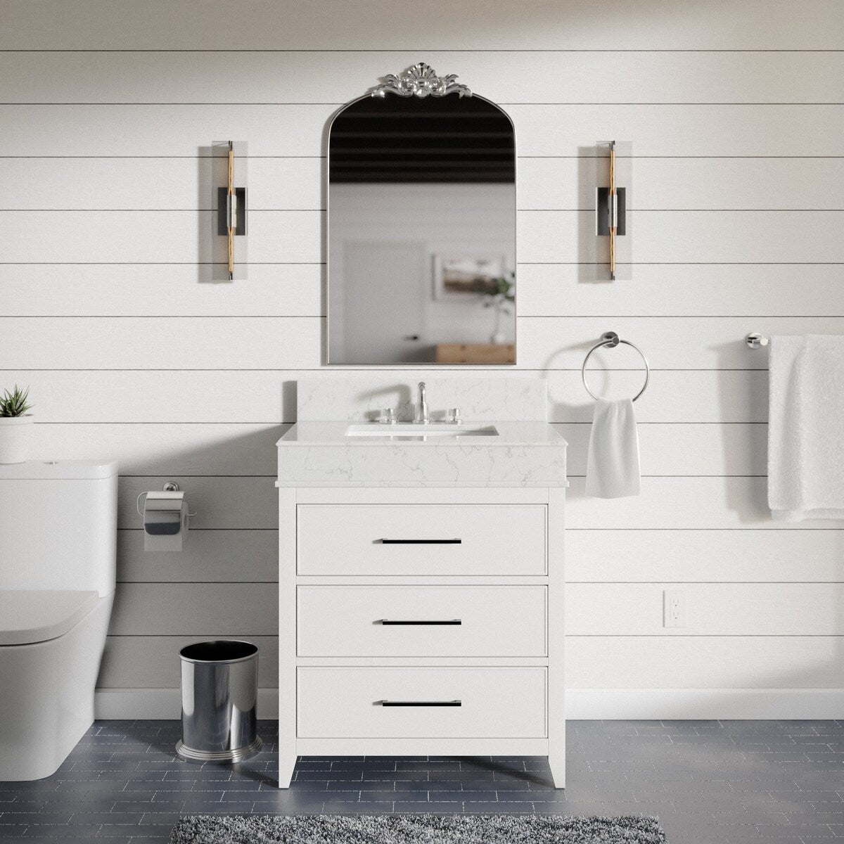 KitchenBathCollection Kensington 30" Bathroom Vanity with Engineered Marble Top
