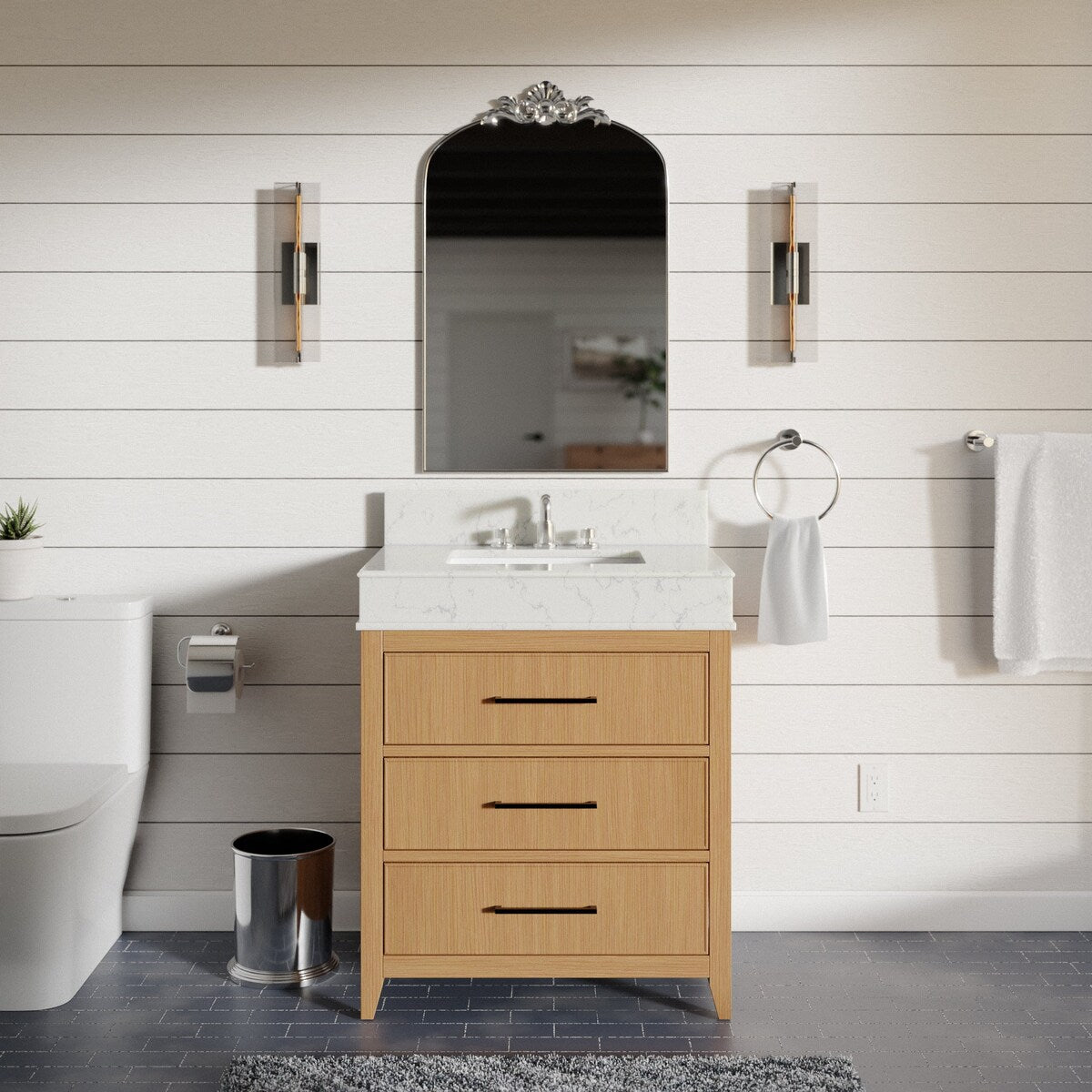 KitchenBathCollection Kensington 30" Bathroom Vanity with Engineered Marble Top