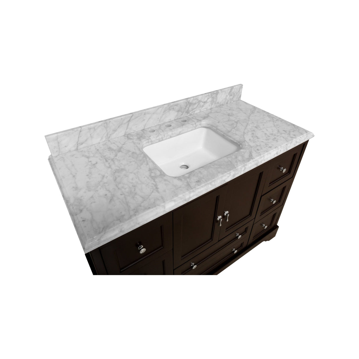 KitchenBathCollection Madison 48" Bathroom Vanity with Carrara Marble Top