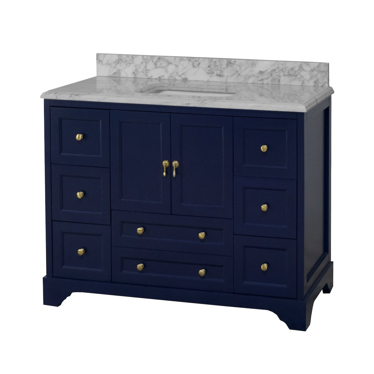 KitchenBathCollection Madison 48" Bathroom Vanity with Carrara Marble Top