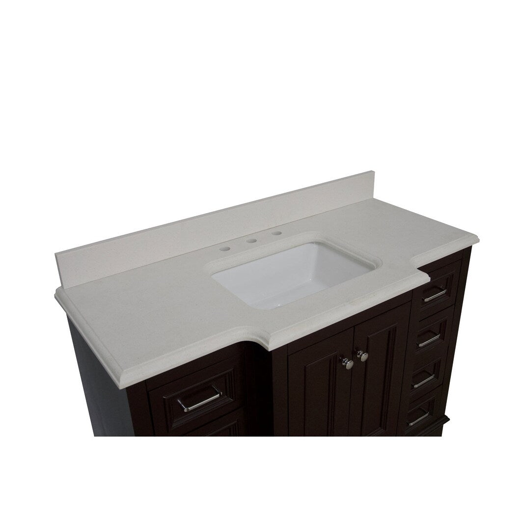KitchenBathCollection Nantucket 48" Bathroom Vanity with Quartz Top