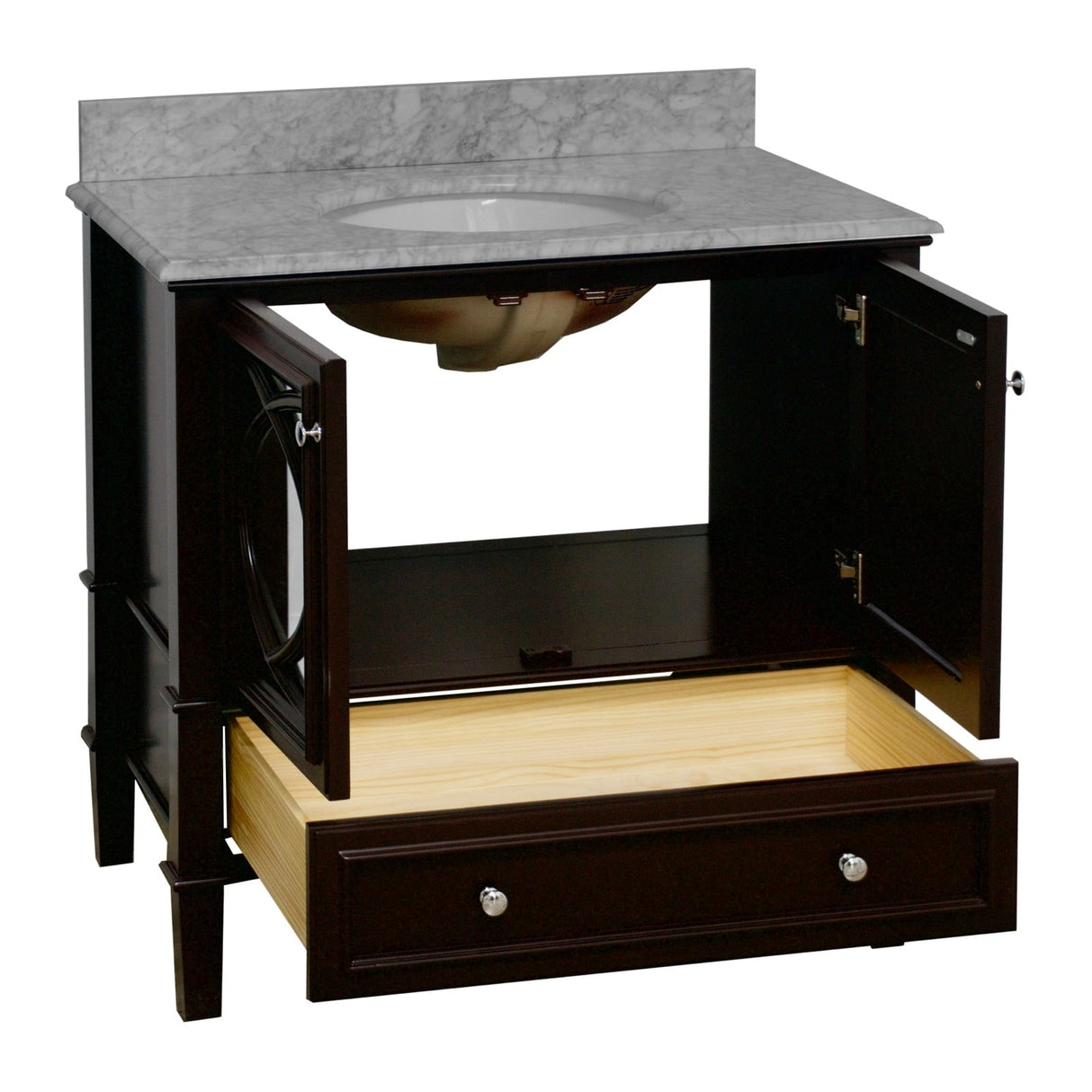 KitchenBathCollection Olivia 36" Bathroom Vanity with Carrara Marble Top
