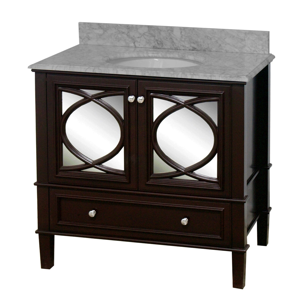 KitchenBathCollection Olivia 36" Bathroom Vanity with Carrara Marble Top