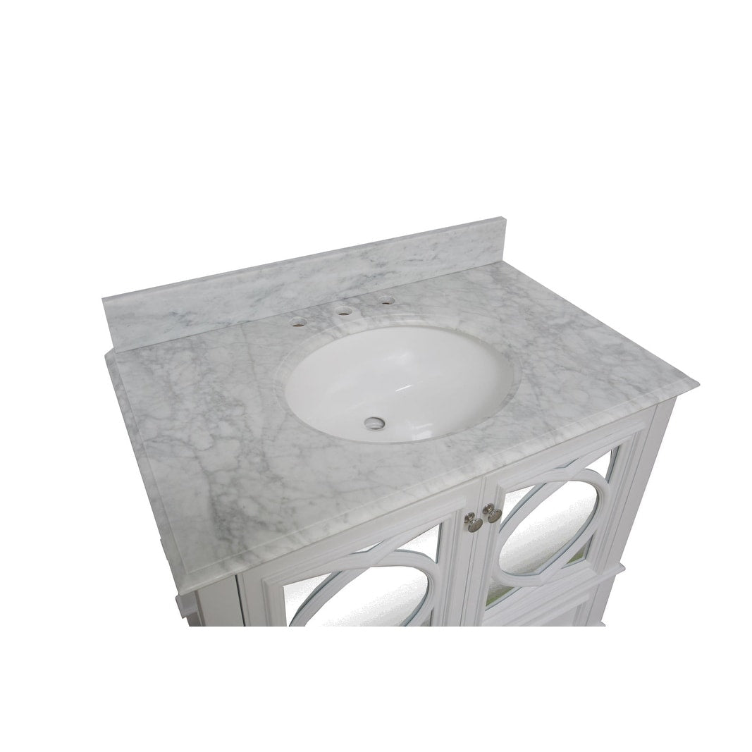 KitchenBathCollection Olivia 36" Bathroom Vanity with Carrara Marble Top