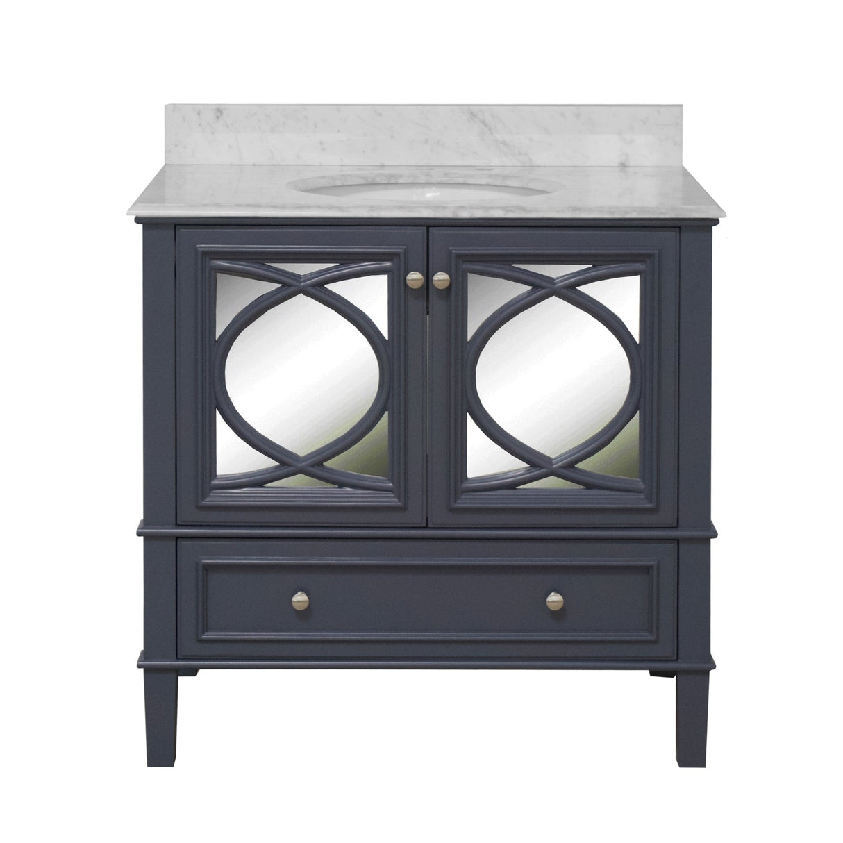 KitchenBathCollection Olivia 36" Bathroom Vanity with Carrara Marble Top