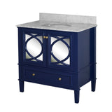 KitchenBathCollection Olivia 36" Bathroom Vanity with Carrara Marble Top