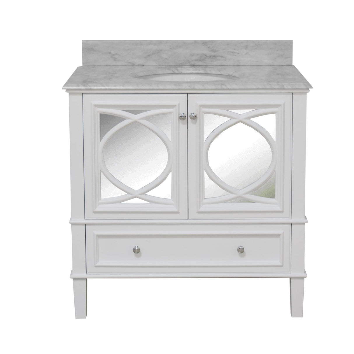KitchenBathCollection Olivia 36" Bathroom Vanity with Carrara Marble Top