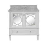 KitchenBathCollection Olivia 36" Bathroom Vanity with Carrara Marble Top