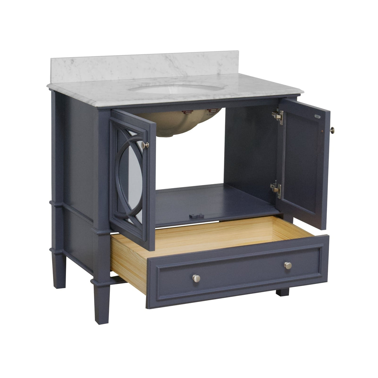 KitchenBathCollection Olivia 36" Bathroom Vanity with Carrara Marble Top