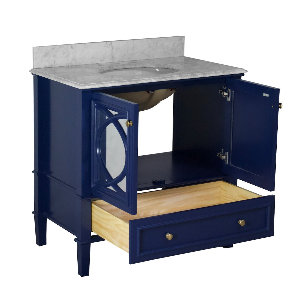 KitchenBathCollection Olivia 36" Bathroom Vanity with Carrara Marble Top