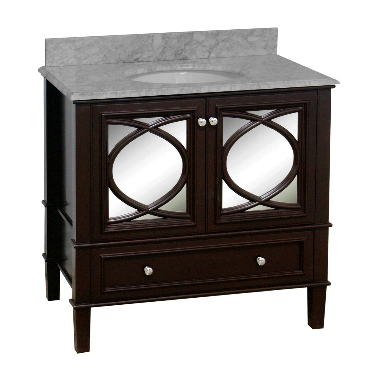 KitchenBathCollection Olivia 36" Bathroom Vanity with Carrara Marble Top