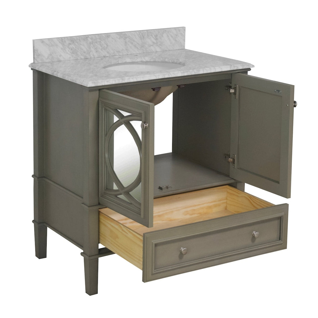 KitchenBathCollection Olivia 36" Bathroom Vanity with Carrara Marble Top