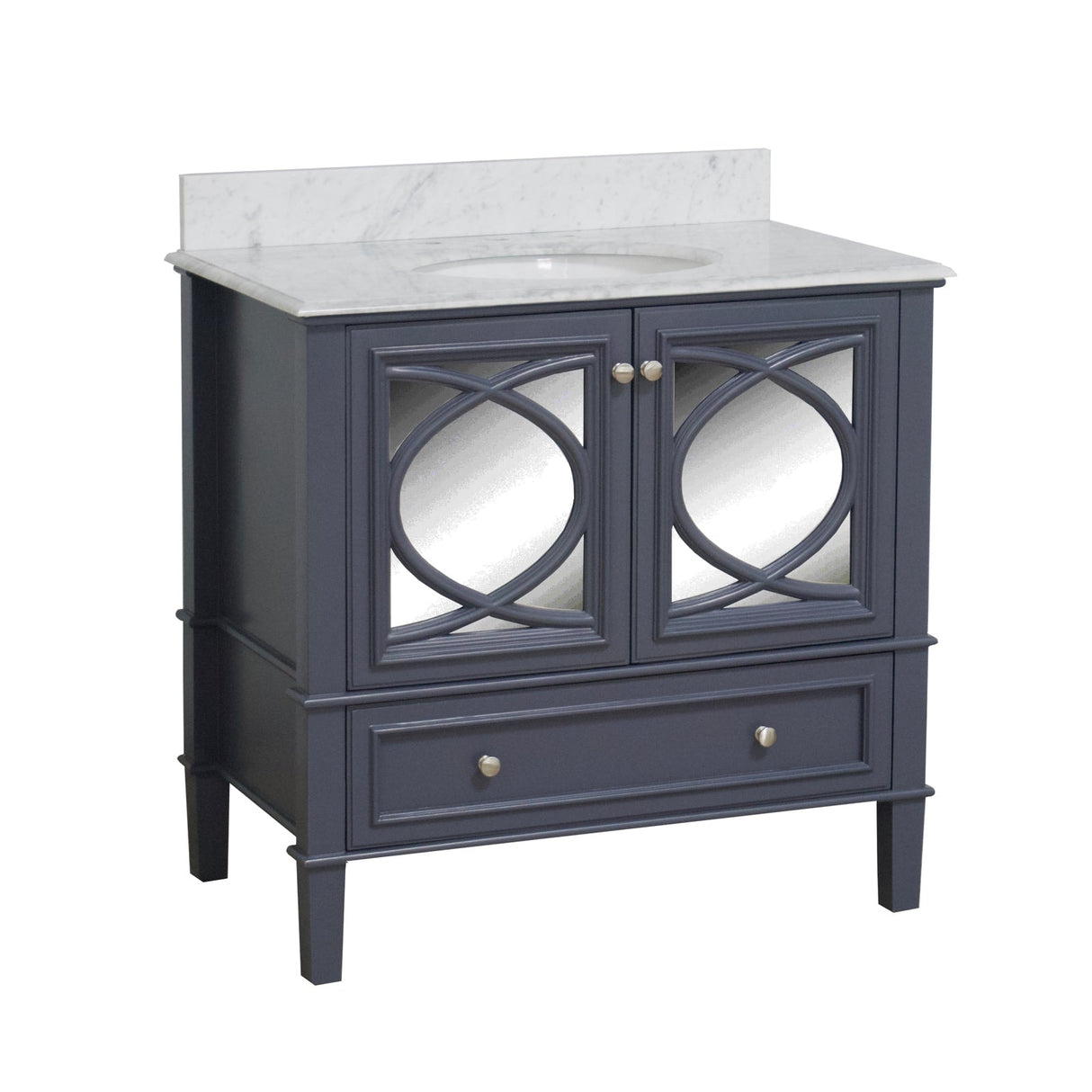 KitchenBathCollection Olivia 36" Bathroom Vanity with Carrara Marble Top