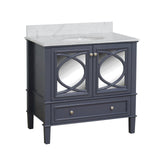 KitchenBathCollection Olivia 36" Bathroom Vanity with Carrara Marble Top