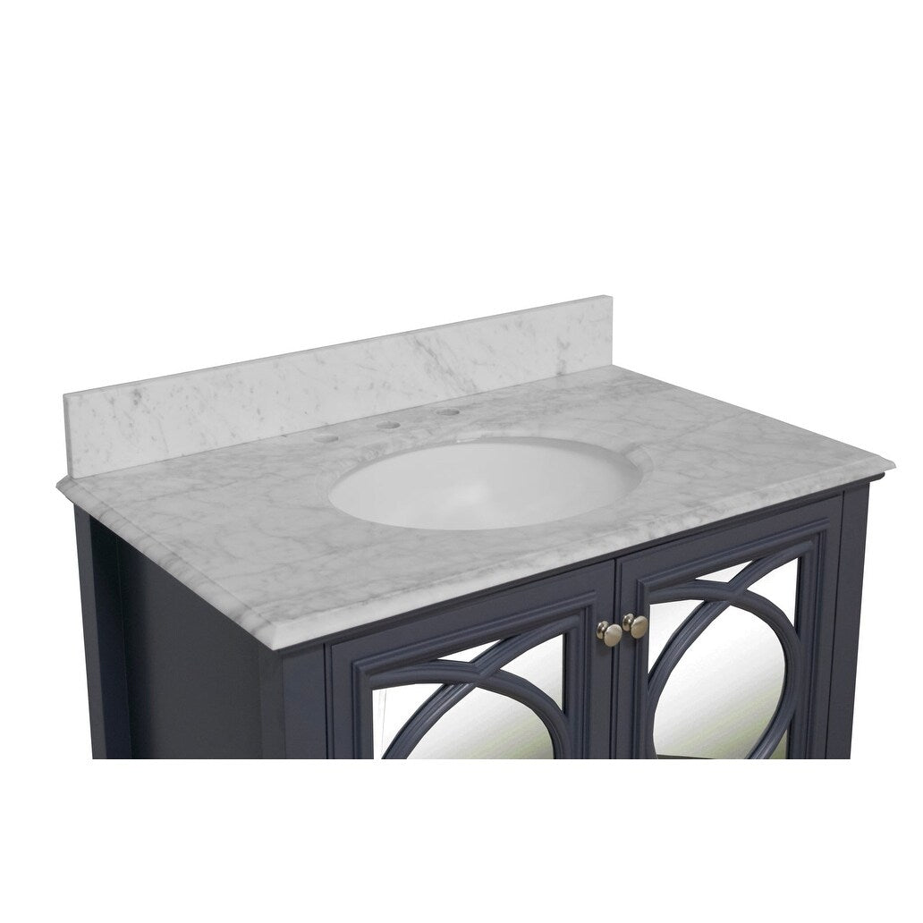 KitchenBathCollection Olivia 36" Bathroom Vanity with Carrara Marble Top