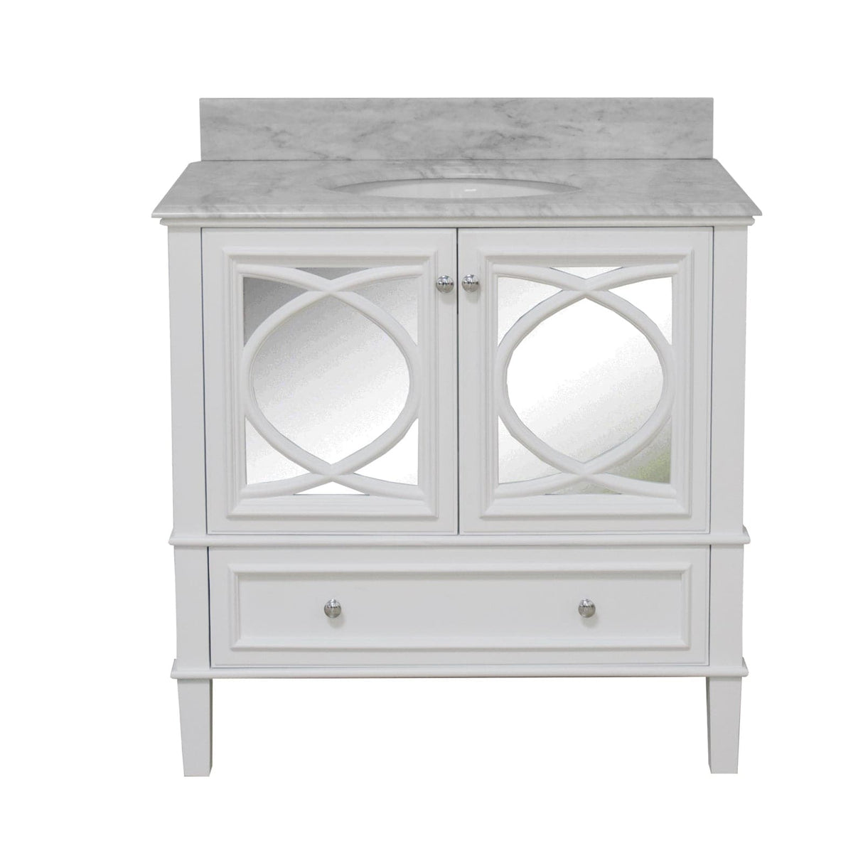 KitchenBathCollection Olivia 36" Bathroom Vanity with Carrara Marble Top