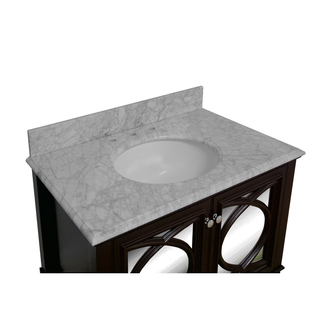 KitchenBathCollection Olivia 36" Bathroom Vanity with Carrara Marble Top