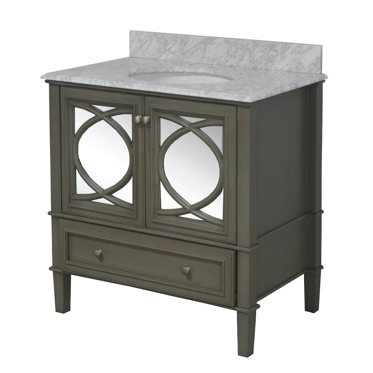KitchenBathCollection Olivia 36" Bathroom Vanity with Carrara Marble Top