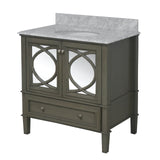 KitchenBathCollection Olivia 36" Bathroom Vanity with Carrara Marble Top