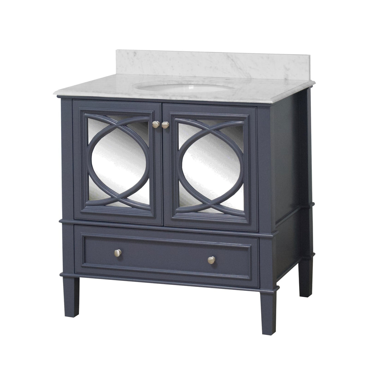 KitchenBathCollection Olivia 36" Bathroom Vanity with Carrara Marble Top