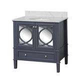 KitchenBathCollection Olivia 36" Bathroom Vanity with Carrara Marble Top