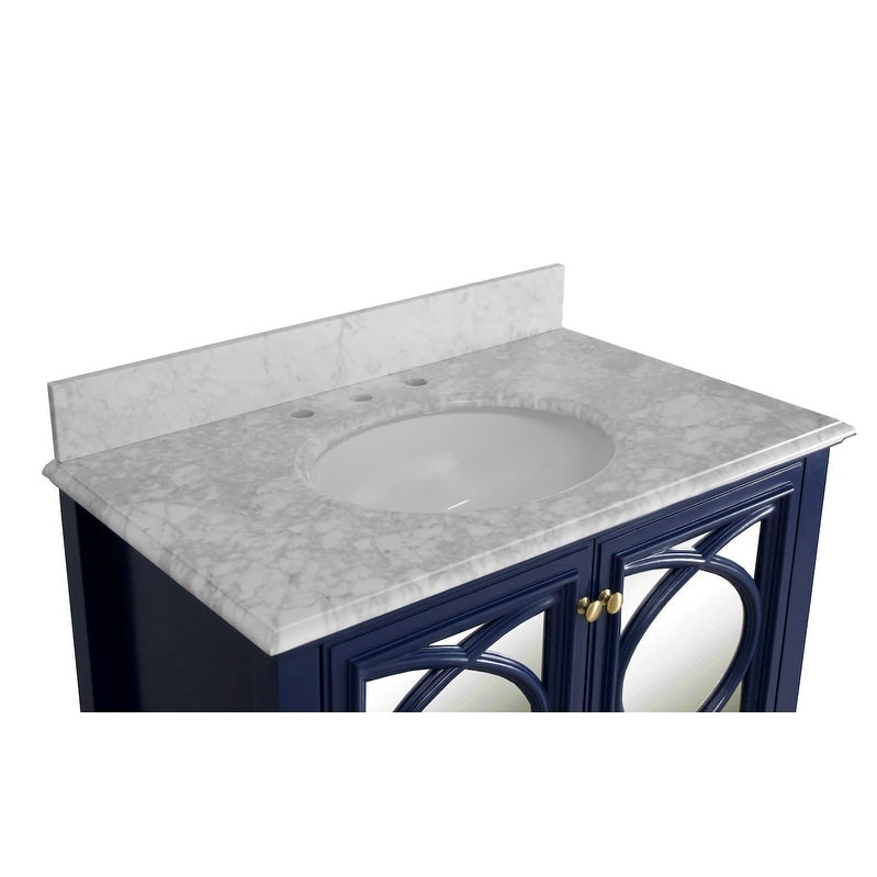 KitchenBathCollection Olivia 36" Bathroom Vanity with Carrara Marble Top