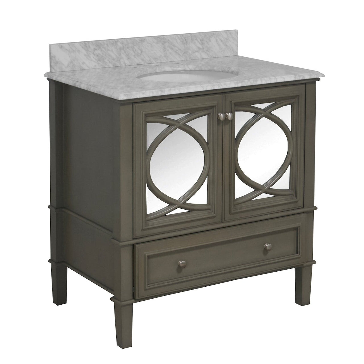 KitchenBathCollection Olivia 36" Bathroom Vanity with Carrara Marble Top