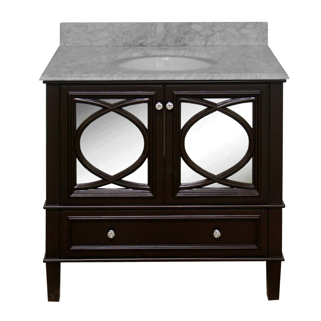 KitchenBathCollection Olivia 36" Bathroom Vanity with Carrara Marble Top