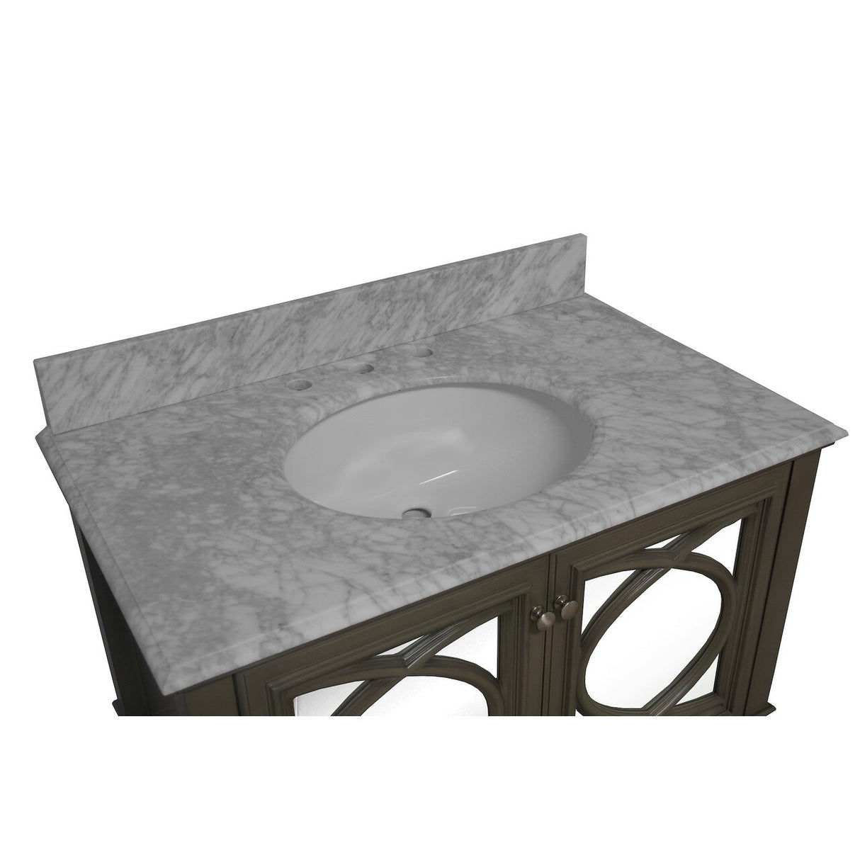 KitchenBathCollection Olivia 36" Bathroom Vanity with Carrara Marble Top