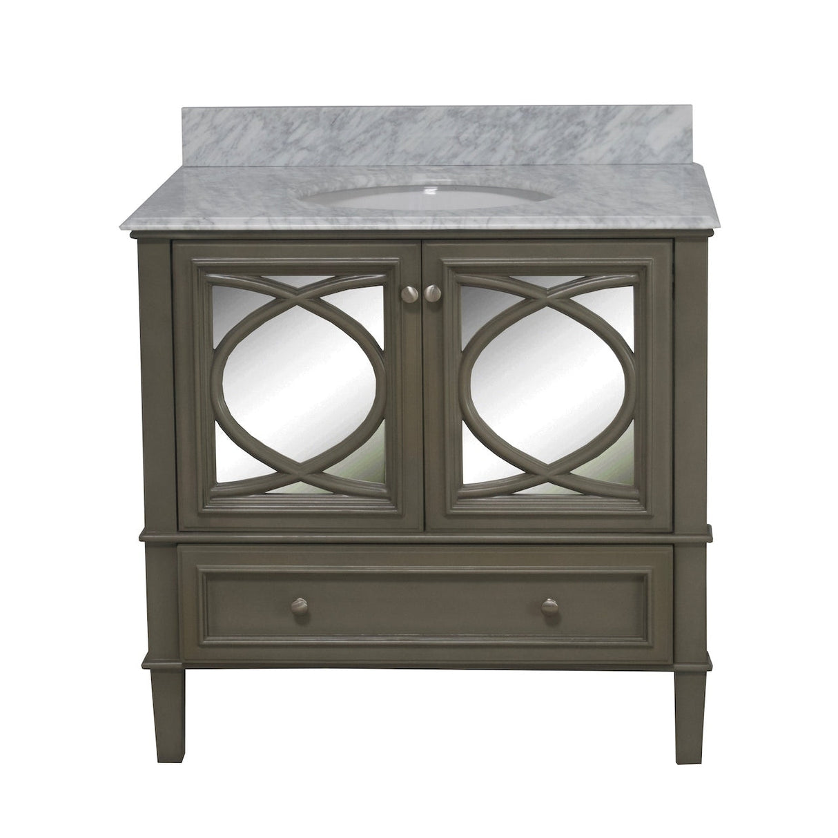 KitchenBathCollection Olivia 36" Bathroom Vanity with Carrara Marble Top