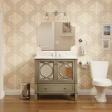 KitchenBathCollection Olivia 36" Bathroom Vanity with Carrara Marble Top