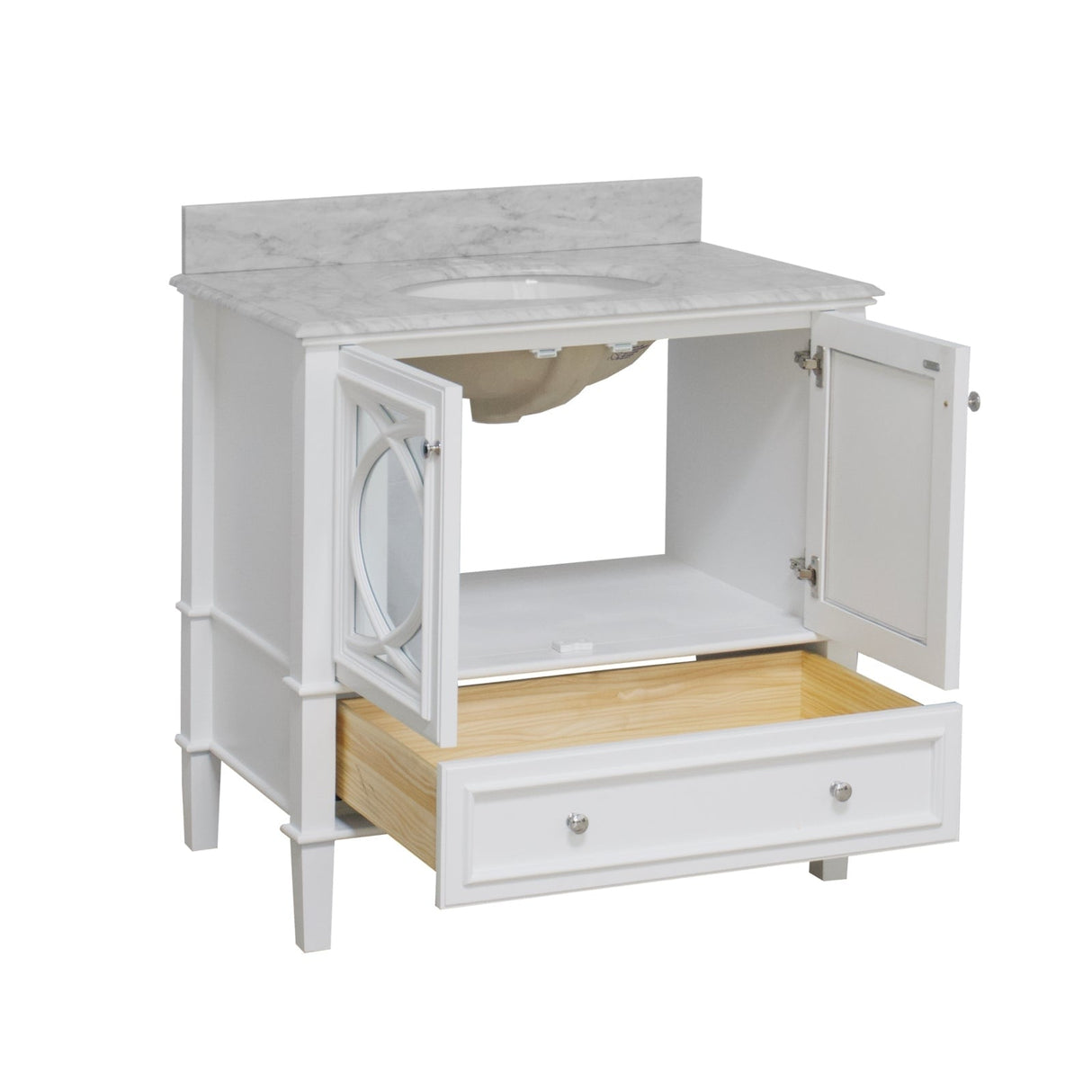 KitchenBathCollection Olivia 36" Bathroom Vanity with Carrara Marble Top