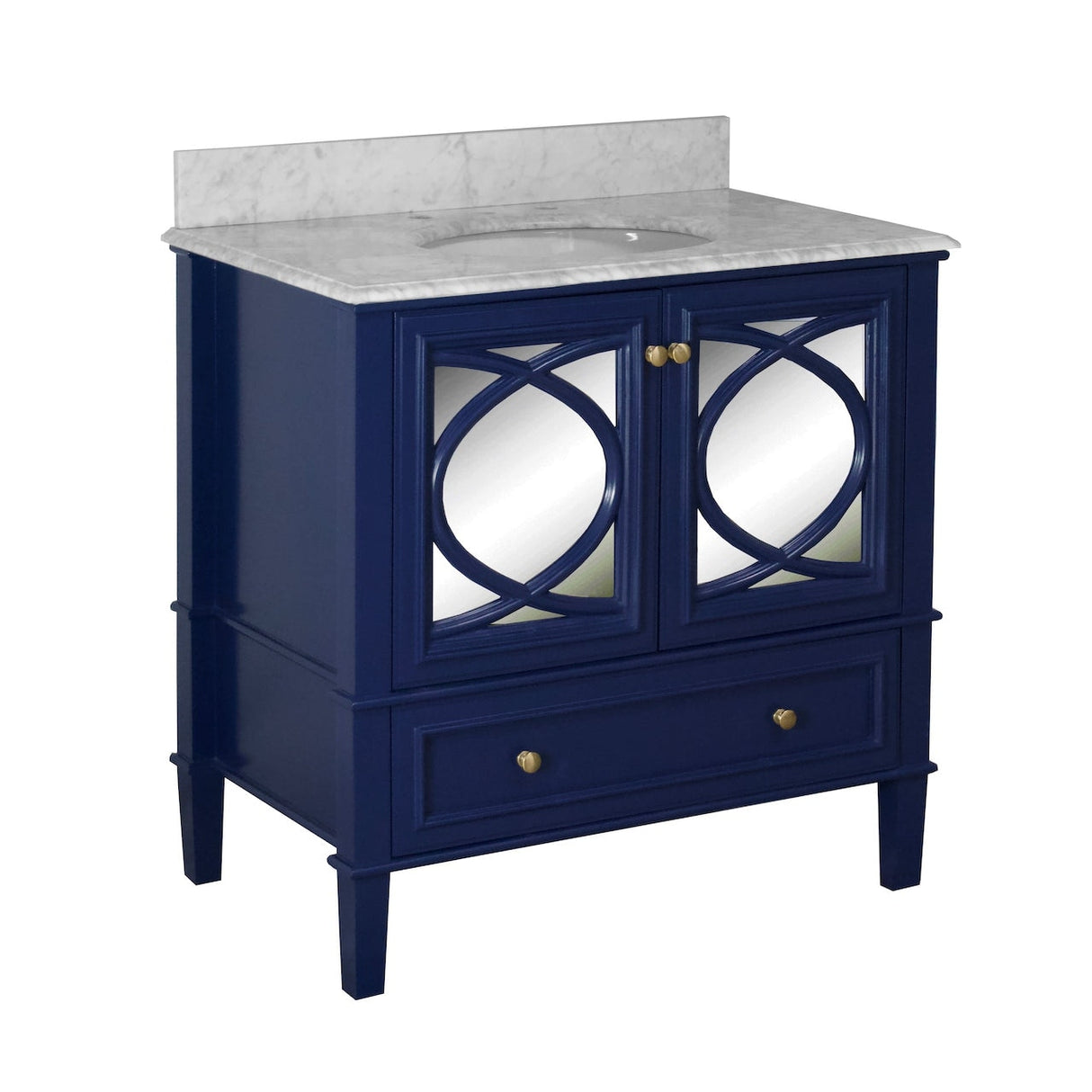 KitchenBathCollection Olivia 36" Bathroom Vanity with Carrara Marble Top