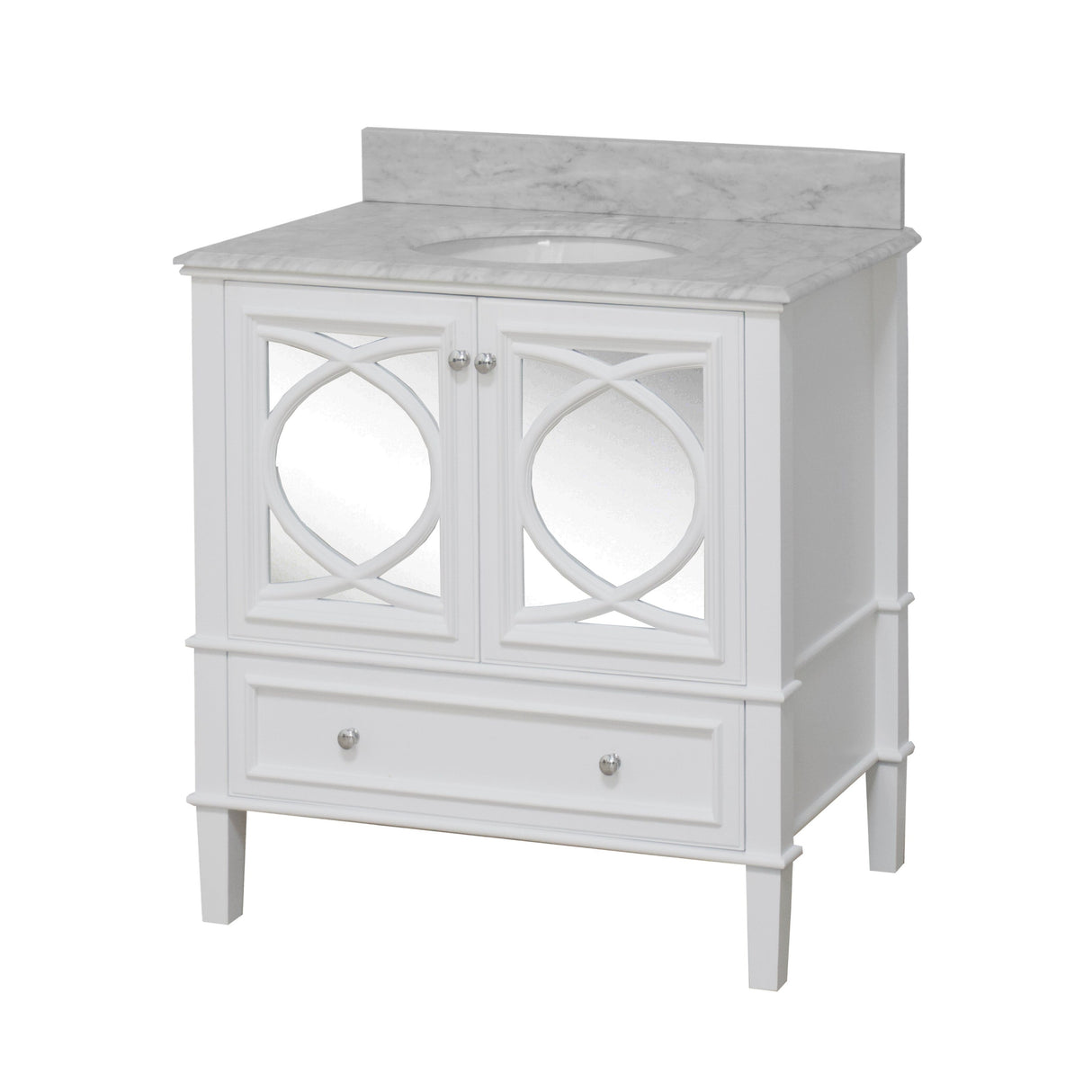 KitchenBathCollection Olivia 36" Bathroom Vanity with Carrara Marble Top