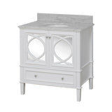 KitchenBathCollection Olivia 36" Bathroom Vanity with Carrara Marble Top