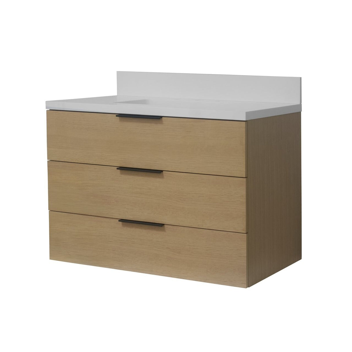 KitchenBathCollection Oslo 36" Floating Wall-Mounted Bathroom Vanity with Matte White Top