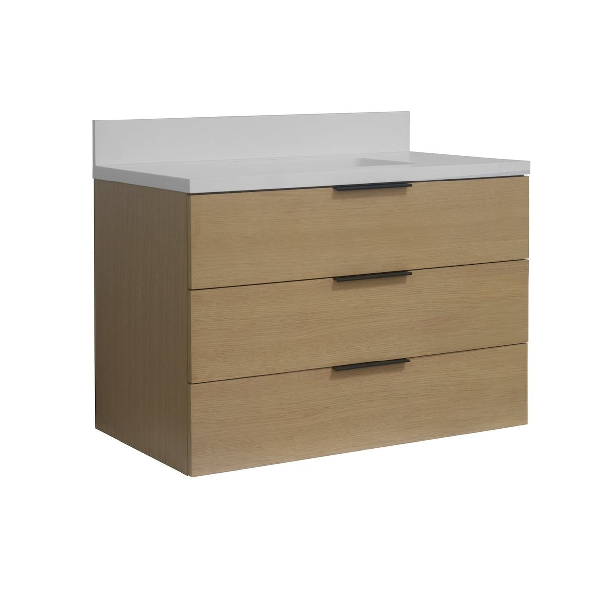 KitchenBathCollection Oslo 36" Floating Wall-Mounted Bathroom Vanity with Matte White Top